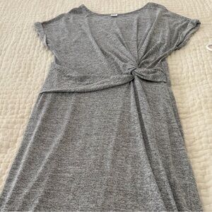 GAP Heather Gray Midi Dress with Knot Detail